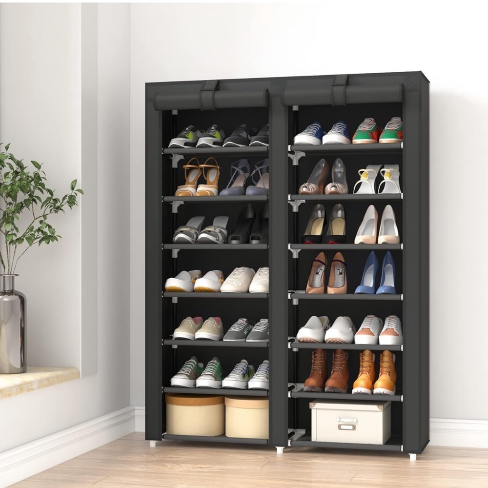 7-Tier Shoe Storage Organizer with Dustproof Cover
